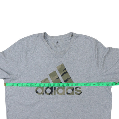 Adidas Men's Grey Camouflage Logo Crew Neck T-Shirt XL