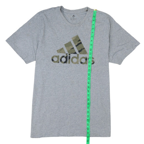 Adidas Men's Grey Camouflage Logo Crew Neck T-Shirt XL