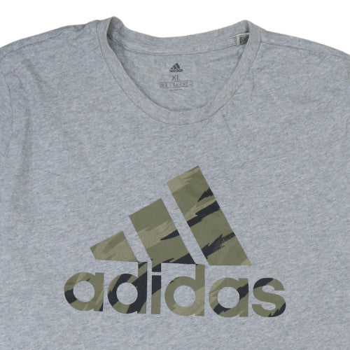 Adidas Men's Grey Camouflage Logo Crew Neck T-Shirt XL