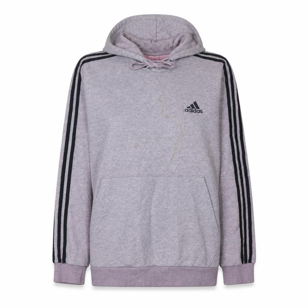 Front view of Adidas Women’s Grey Hooded Pullover Sweatshirt L Logo Hoodie
