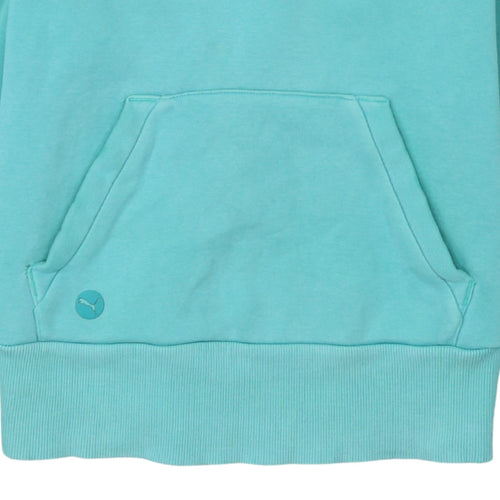 Puma Women’s Blue Pullover Hoodie Size 12 Cotton Blend Logo Design