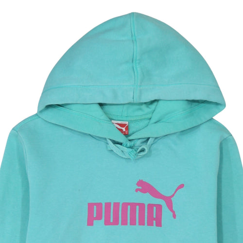 Puma Women’s Blue Pullover Hoodie Size 12 Cotton Blend Logo Design