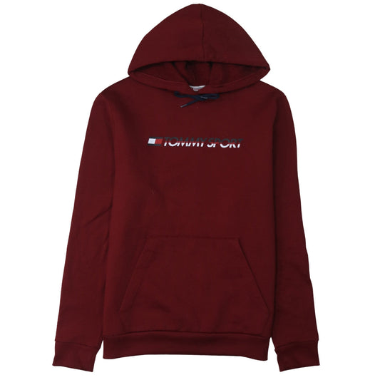 Tommy Sport Men's Red Pullover Hoodie Size L Graphic Logo Cotton Blend
