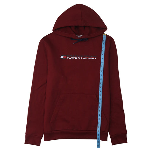 Tommy Sport Men's Red Pullover Hoodie Size L Graphic Logo Cotton Blend