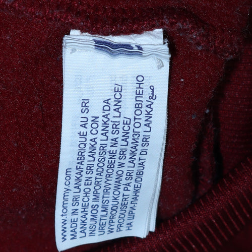 Tommy Sport Men's Red Pullover Hoodie Size L Graphic Logo Cotton Blend