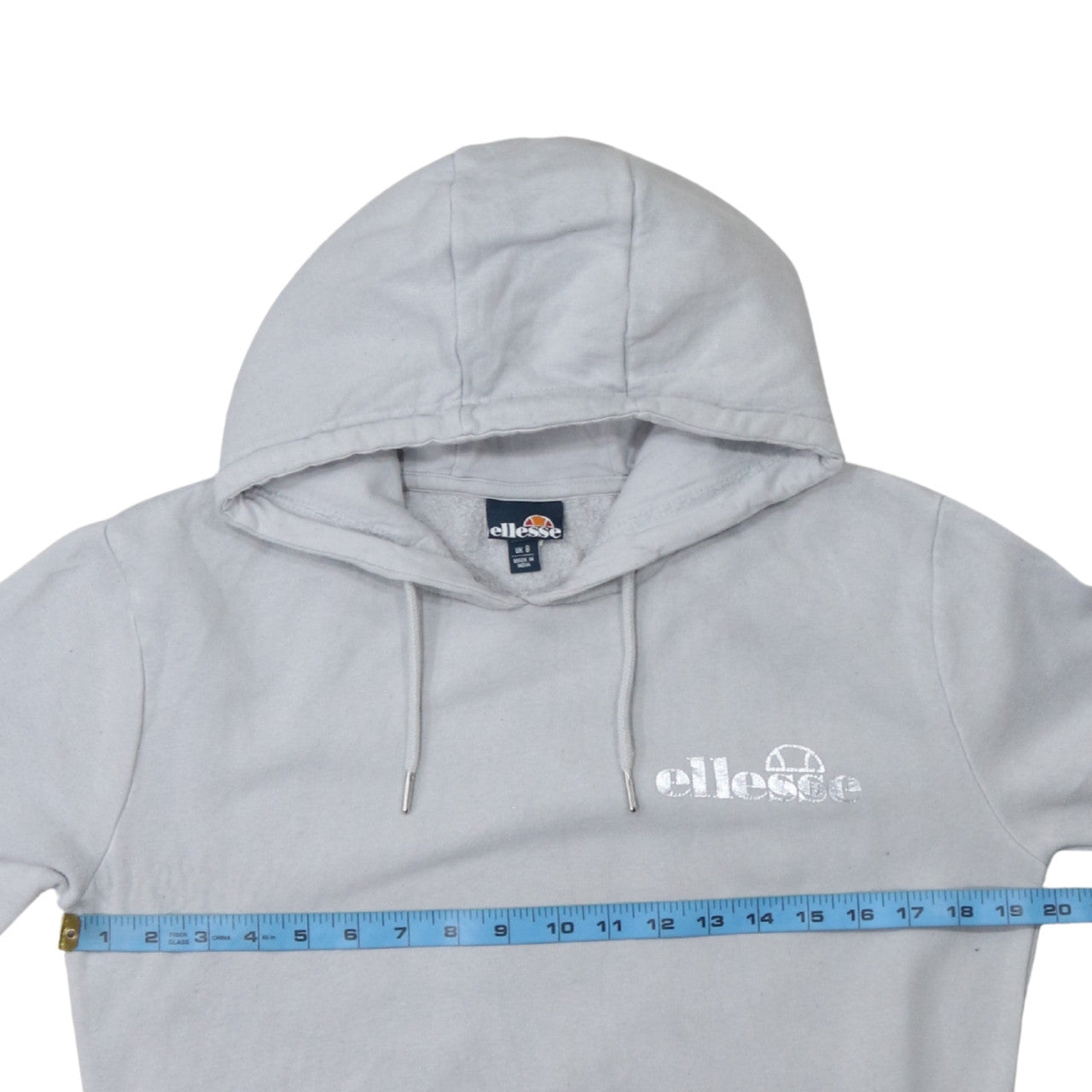 Ellesse Women Grey Pullover Hoodie UK 8 Cotton Blend Casual