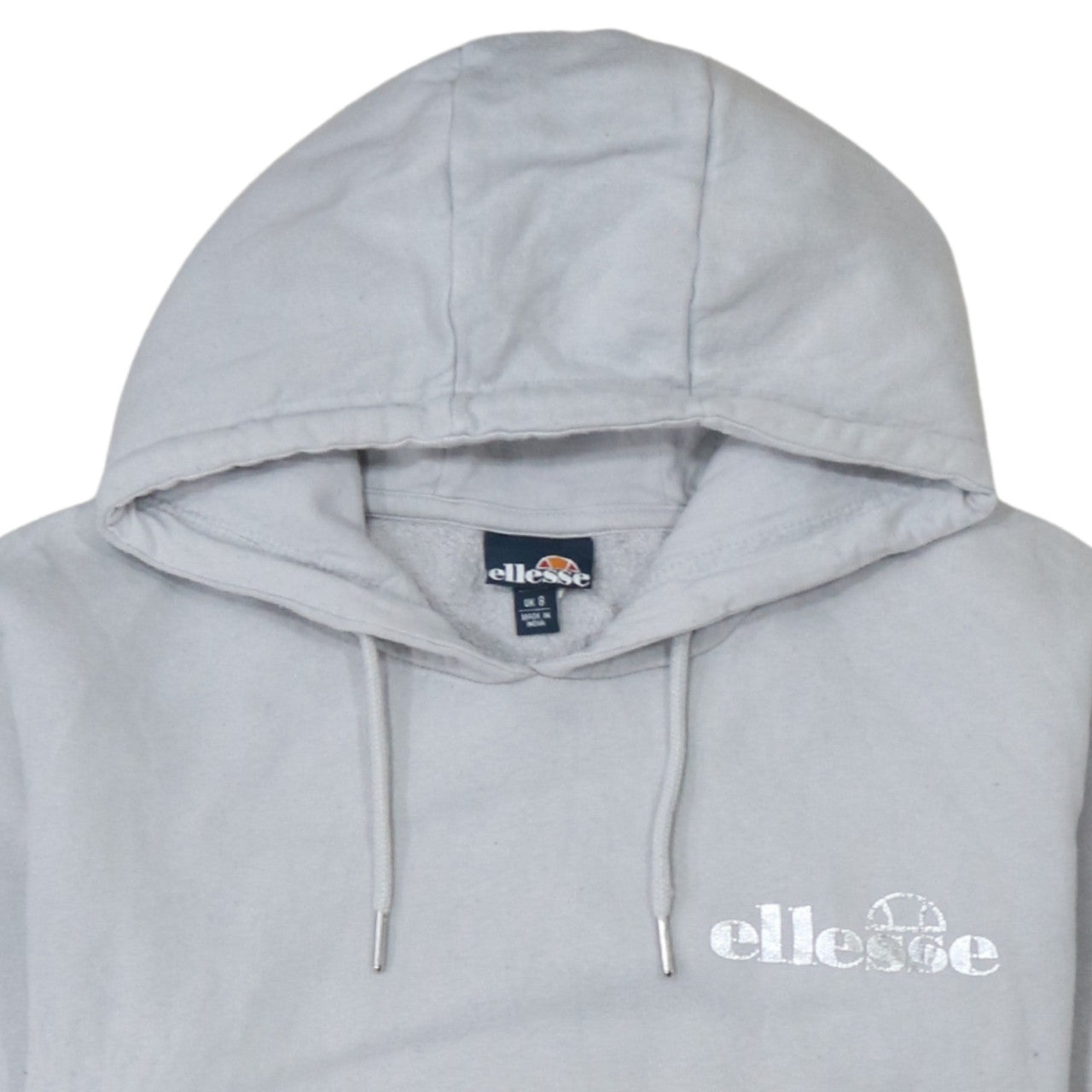 Ellesse Women Grey Pullover Hoodie UK 8 Cotton Blend Casual