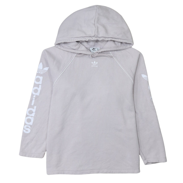 Adidas Womens Grey Pullover Hoodie UK 6 XS Long Sleeve Logo Cotton