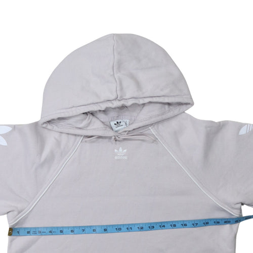 Adidas Womens Grey Pullover Hoodie UK 6 XS Long Sleeve Logo Cotton