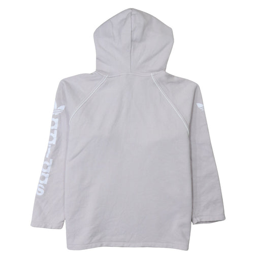 Adidas Womens Grey Pullover Hoodie UK 6 XS Long Sleeve Logo Cotton