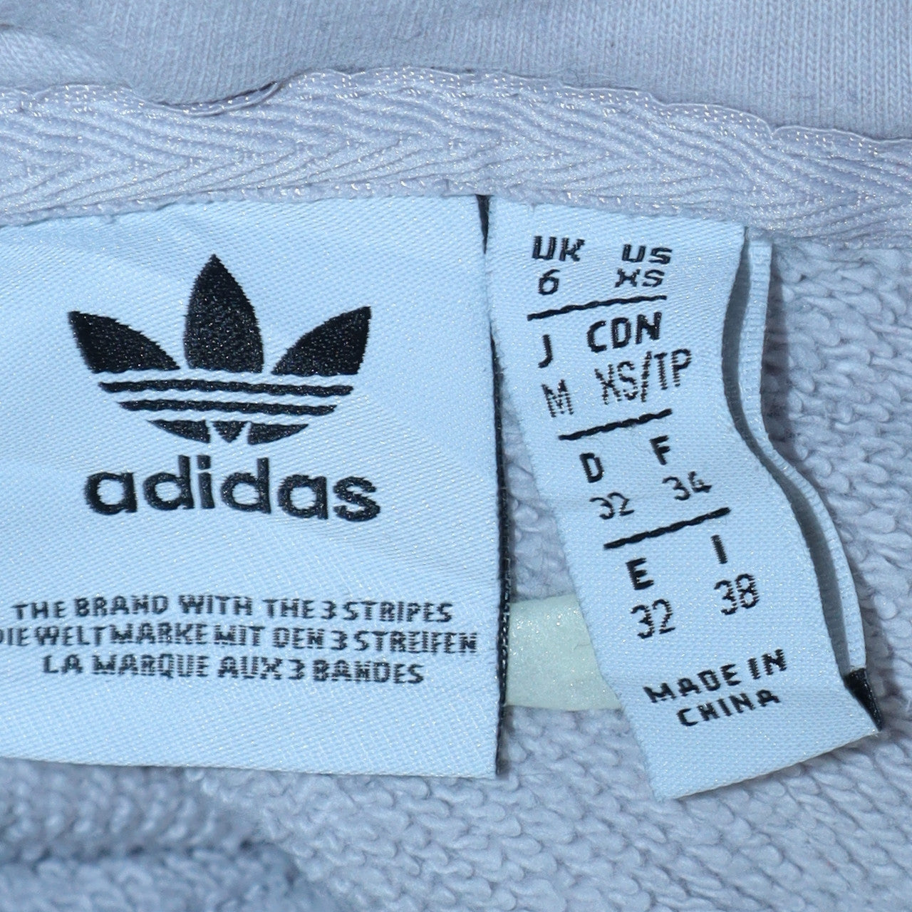 Adidas Womens Grey Pullover Hoodie UK 6 XS Long Sleeve Logo Cotton