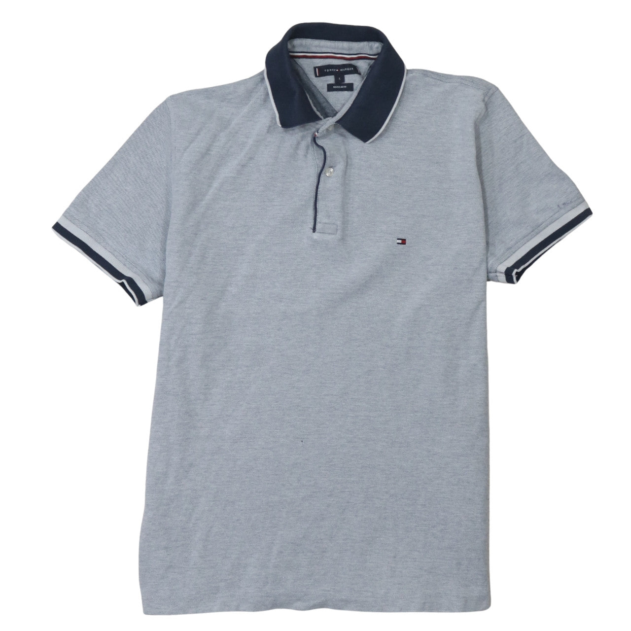 Tommy Hilfiger Men's Grey Regular Fit Cotton Polo Shirt L