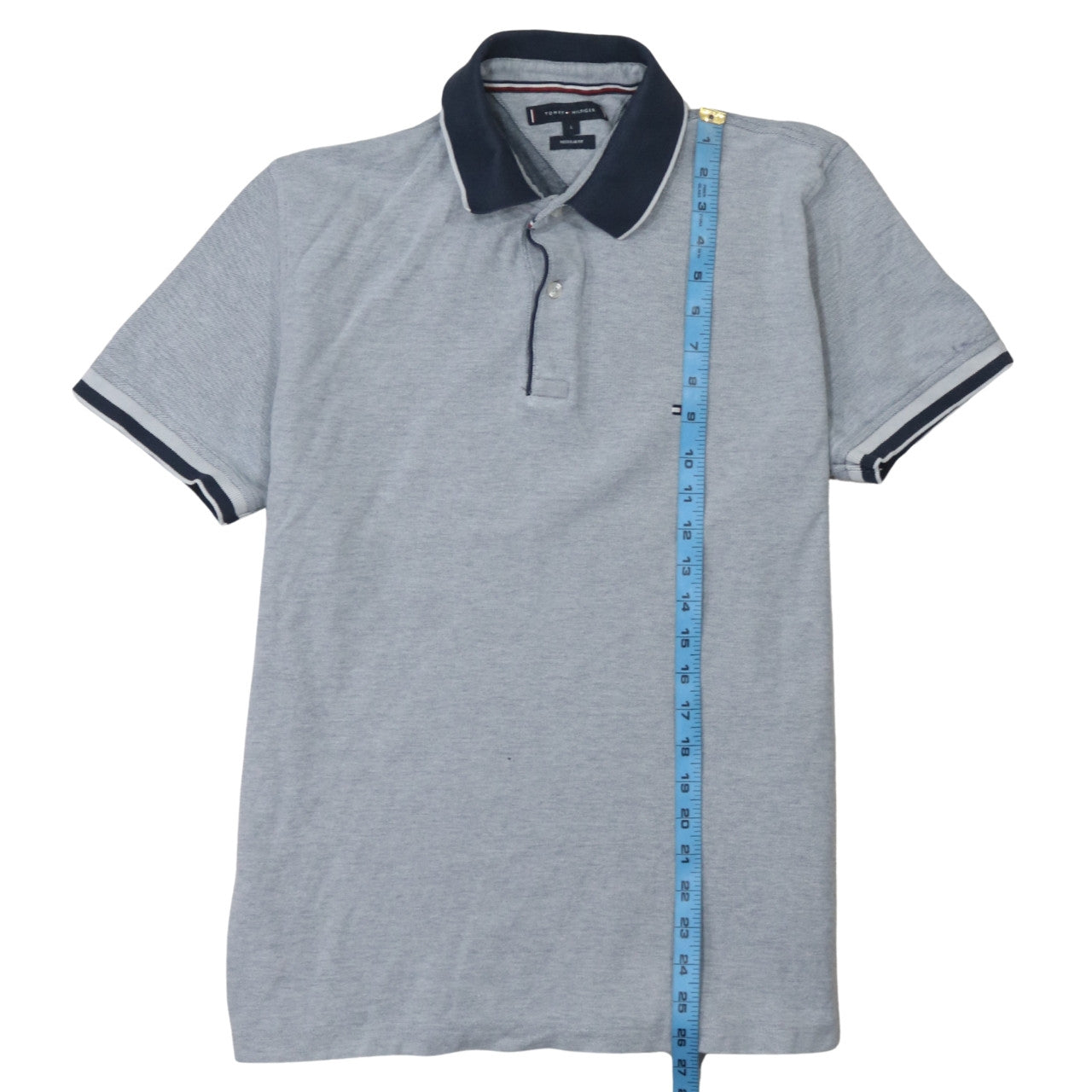 Tommy Hilfiger Men's Grey Regular Fit Cotton Polo Shirt L