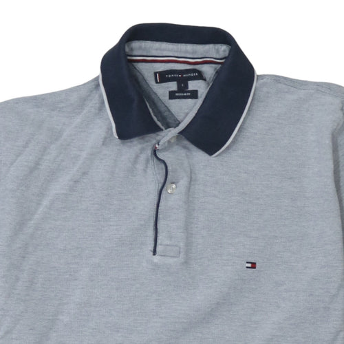Tommy Hilfiger Men's Grey Regular Fit Cotton Polo Shirt L