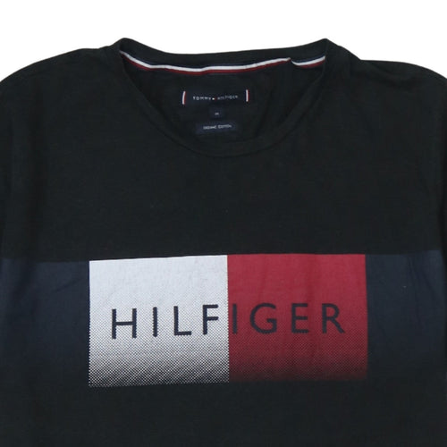 Tommy Hilfiger Men Black Logo Graphic Organic Cotton T-Shirt M