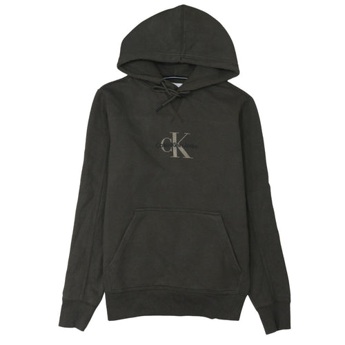 Calvin Klein Jeans Men's Brown Pullover Hoodie S Regular Fit Logo Fleece