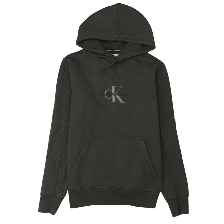 Calvin Klein Jeans Men's Brown Pullover Hoodie S Regular Fit Logo Fleece