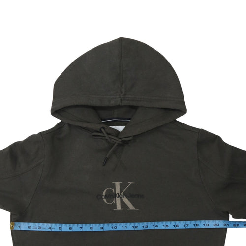 Calvin Klein Jeans Men's Brown Pullover Hoodie S Regular Fit Logo Fleece