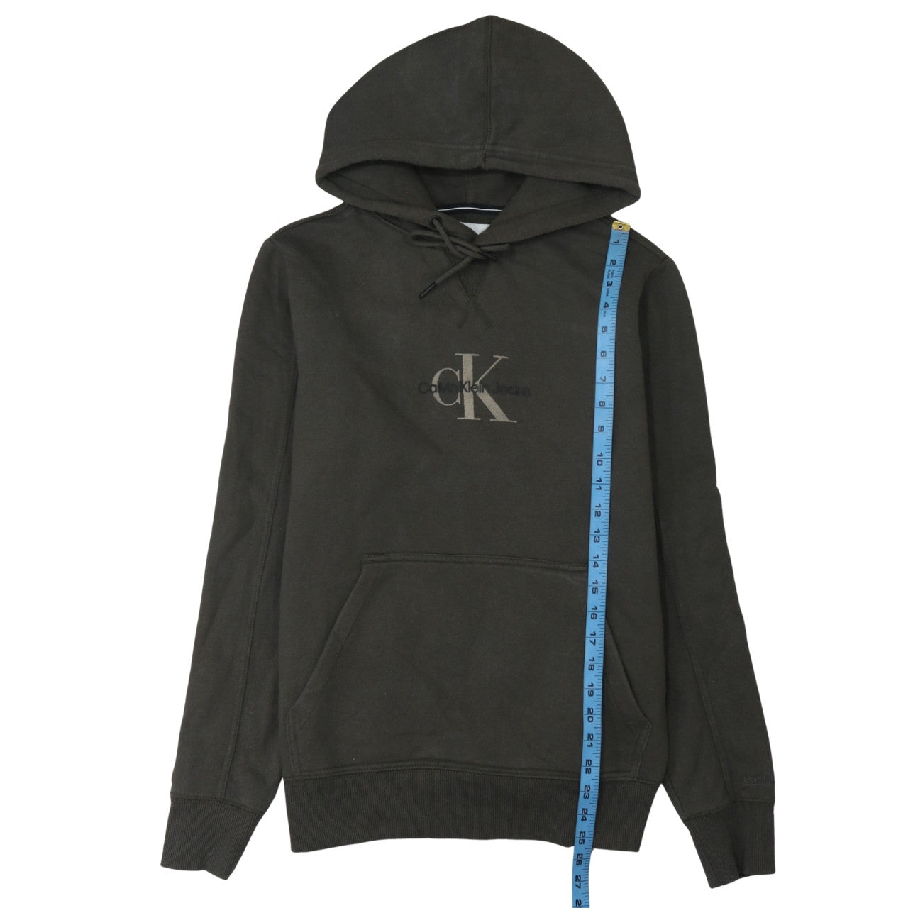 Calvin Klein Jeans Men's Brown Pullover Hoodie S Regular Fit Logo Fleece
