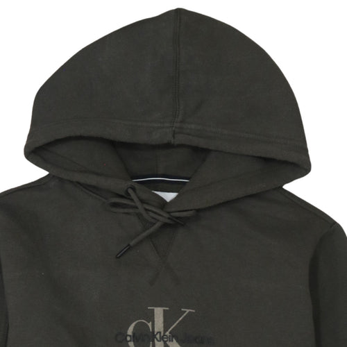 Calvin Klein Jeans Men's Brown Pullover Hoodie S Regular Fit Logo Fleece