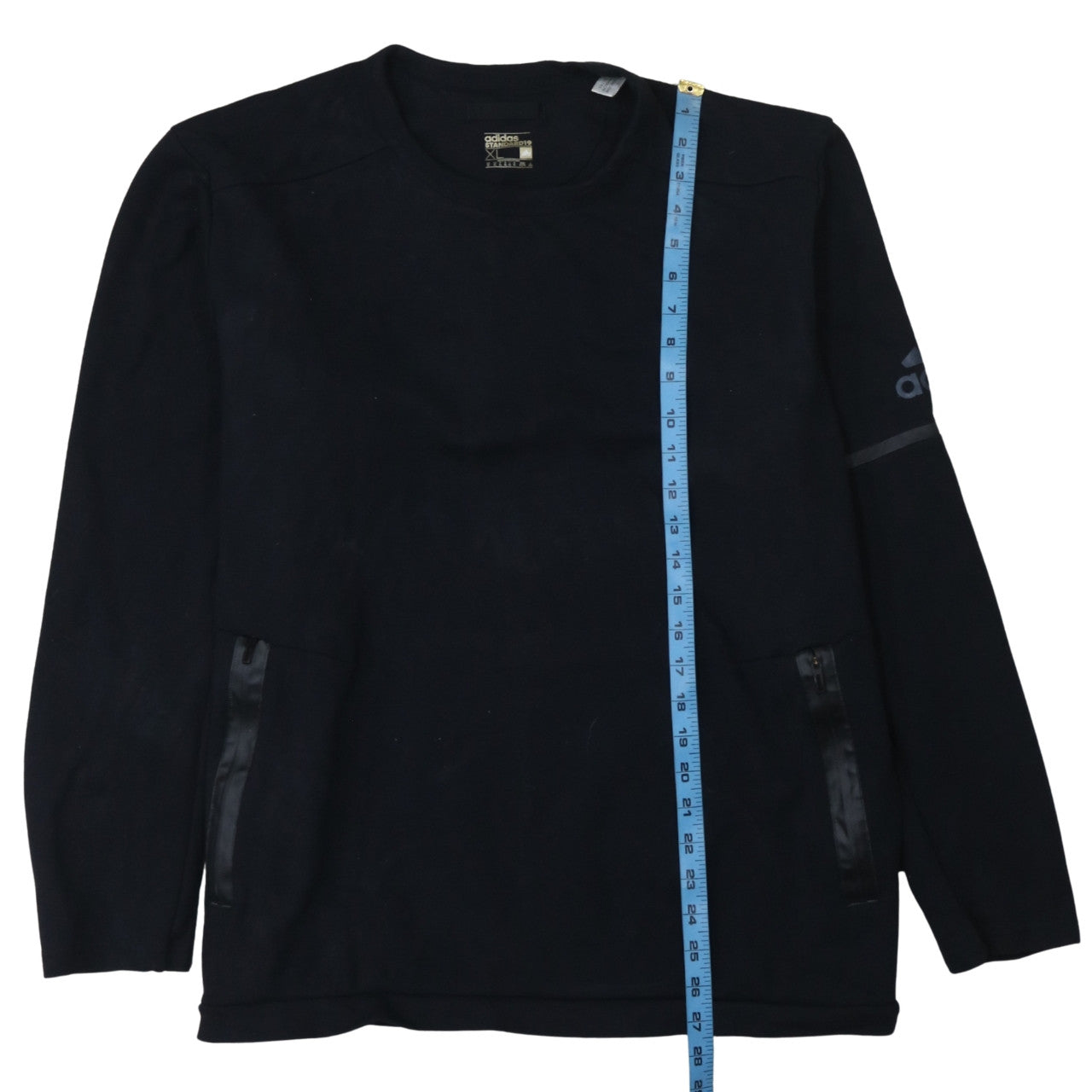 Adidas Men’s Black XL Crew Neck Pullover Sweatshirt with Zipped Pockets