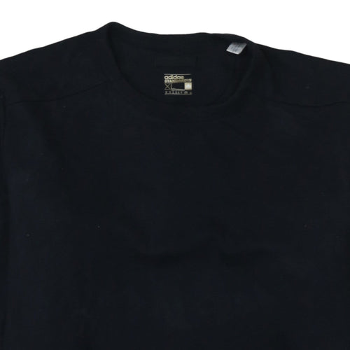 Adidas Men’s Black XL Crew Neck Pullover Sweatshirt with Zipped Pockets