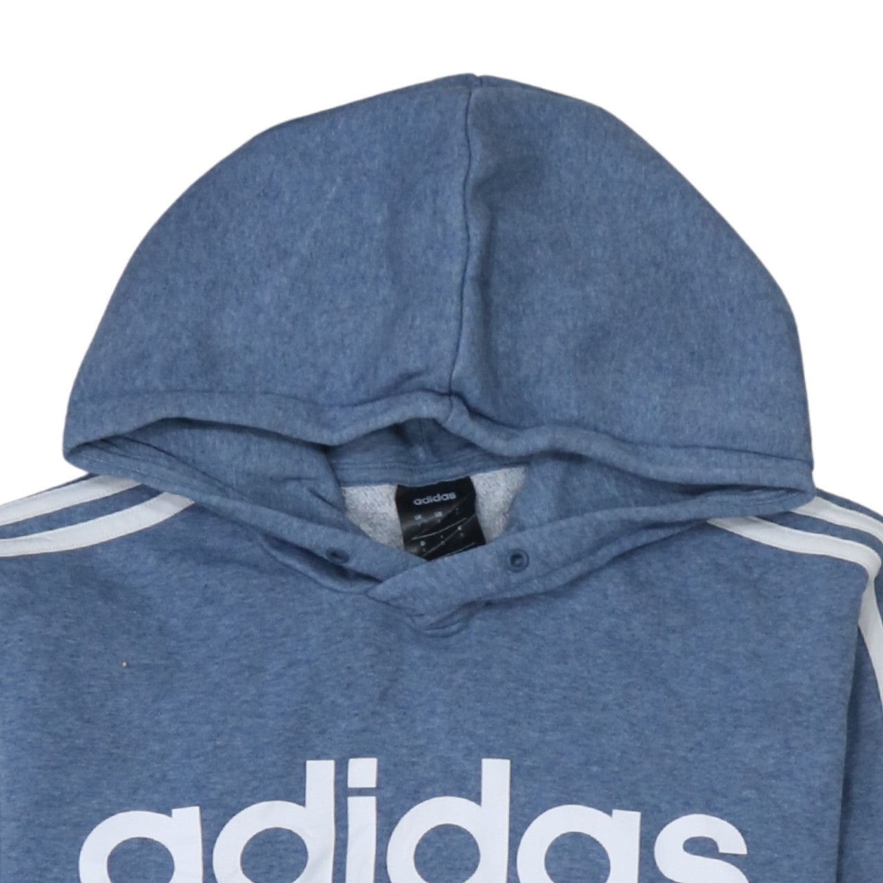 Adidas Men Blue Pullover Hoodie Small Logo Fleece Sportswear
