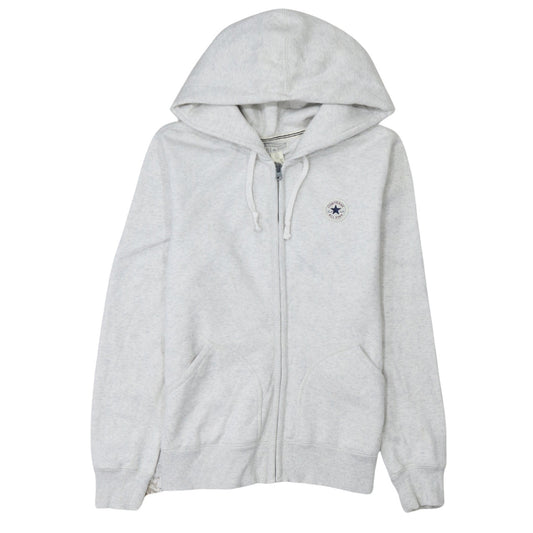 Converse Women’s Light Grey Full Zip Hoodie Size M Cotton Blend
