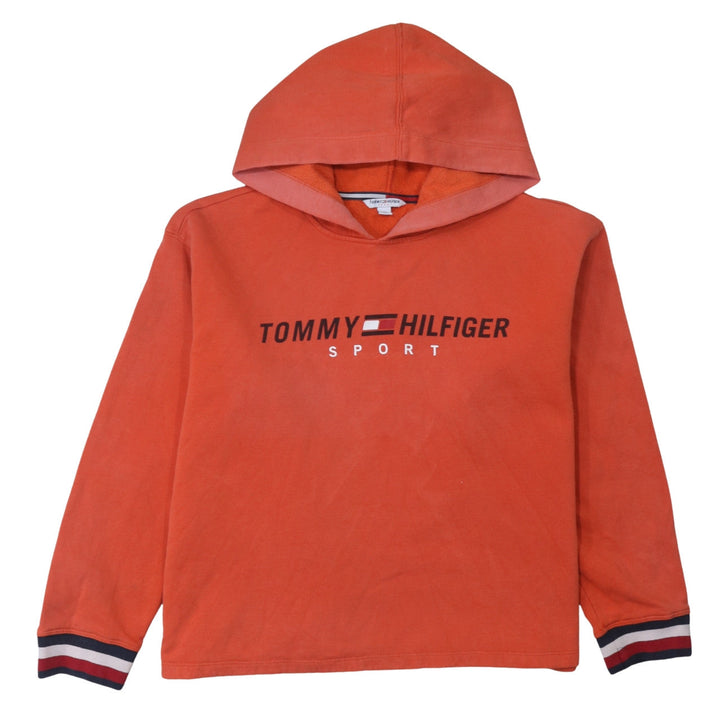 Tommy Hilfiger Sport Womens Orange Pullover Hoodie L Cotton Blend