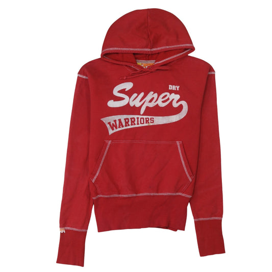 Superdry Red Pullover Hoodie Womens Size 8 Cotton Casual Sweatshirt