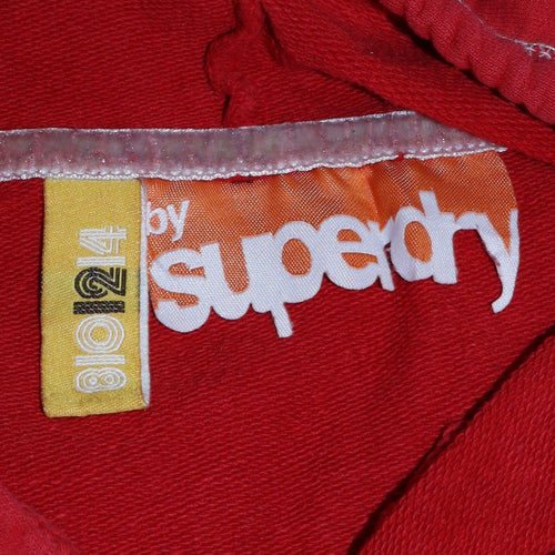 Superdry Red Pullover Hoodie Womens Size 8 Cotton Casual Sweatshirt