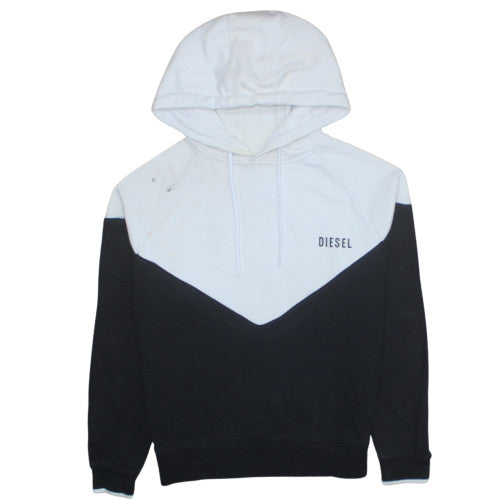 Diesel Womens Black White Hoodie Small Colourblock 100% Cotton
