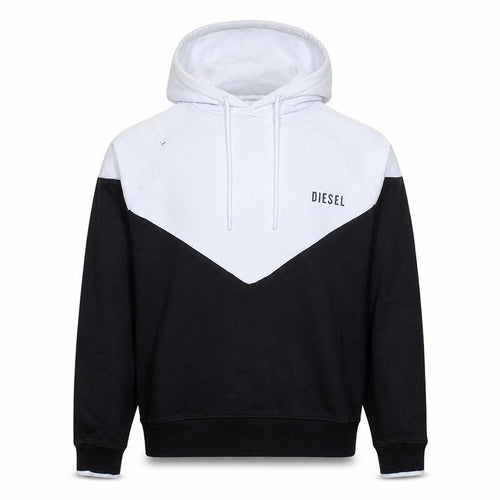 Diesel Womens Black White Hoodie Small Colourblock 100% Cotton