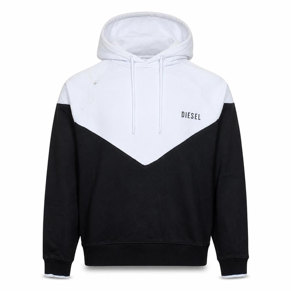 Diesel Womens Black White Hoodie Small Colourblock 100% Cotton