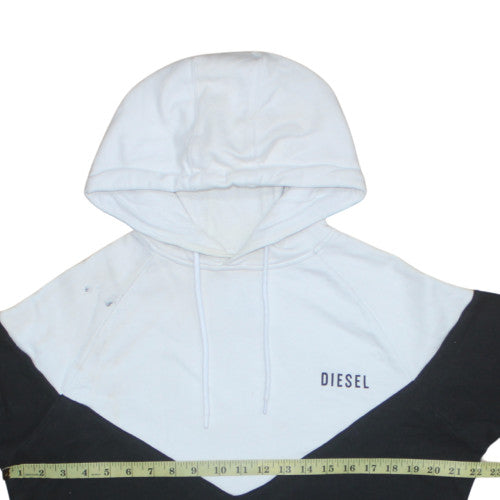 Diesel Womens Black White Hoodie Small Colourblock 100% Cotton