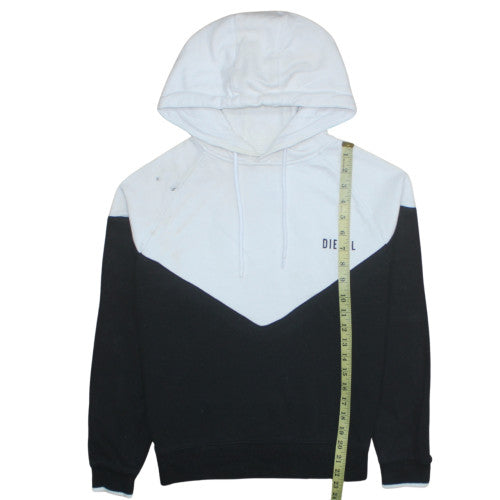 Diesel Womens Black White Hoodie Small Colourblock 100% Cotton
