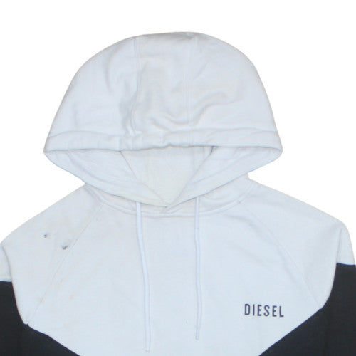 Diesel Womens Black White Hoodie Small Colourblock 100% Cotton