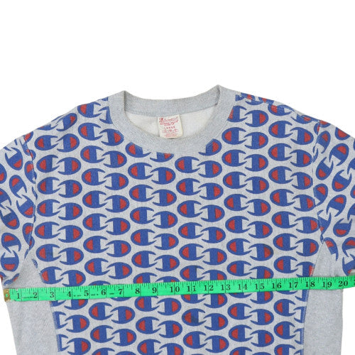 Champion Men's Grey Logo Reverse Weave Sweatshirt Size L Pullover
