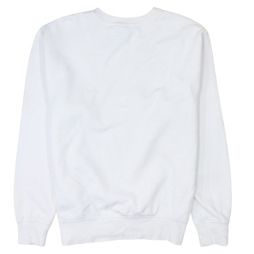 Nike Women White Medium Pullover Sweatshirt Crew Neck Graphic Logo