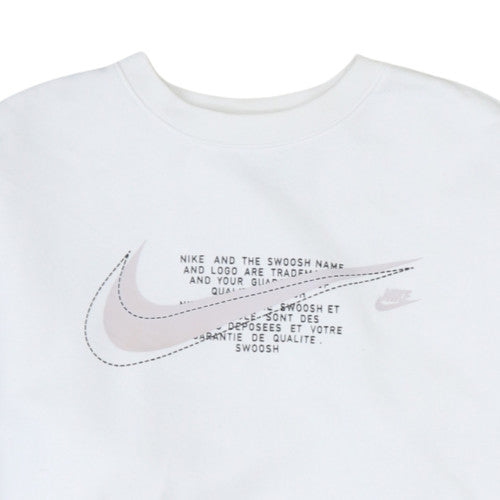 Nike Women White Medium Pullover Sweatshirt Crew Neck Graphic Logo