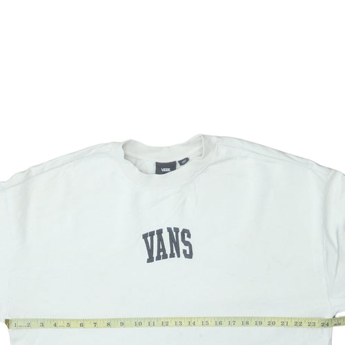 Vans Womens White Medium Pullover Sweatshirt Cotton Logo Casual