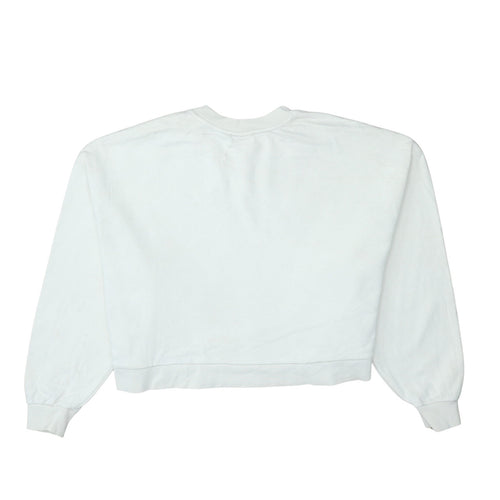 Vans Womens White Medium Pullover Sweatshirt Cotton Logo Casual