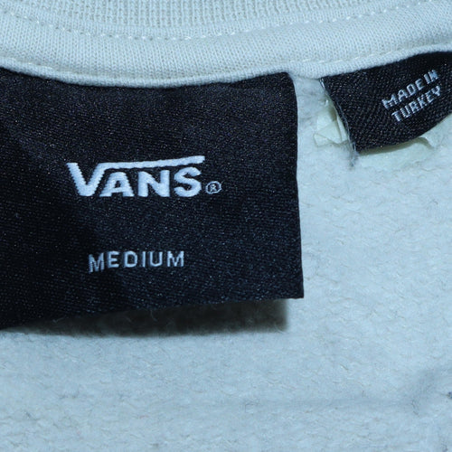 Vans Womens White Medium Pullover Sweatshirt Cotton Logo Casual
