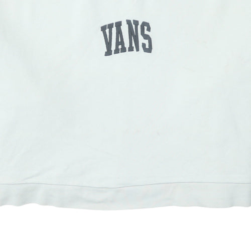 Vans Womens White Medium Pullover Sweatshirt Cotton Logo Casual