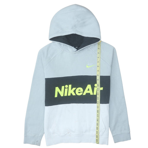 Nike Boys Grey Colourblock Pullover Hoodie XL Fleece Logo Print