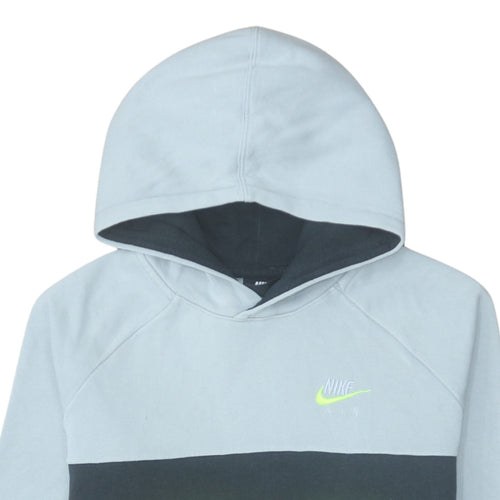 Nike Boys Grey Colourblock Pullover Hoodie XL Fleece Logo Print
