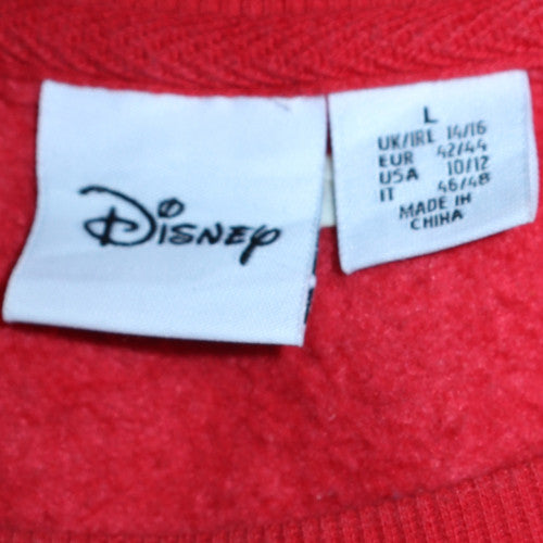 Disney Women Red Mickey Mouse Sweatshirt L Crew Neck Pullover