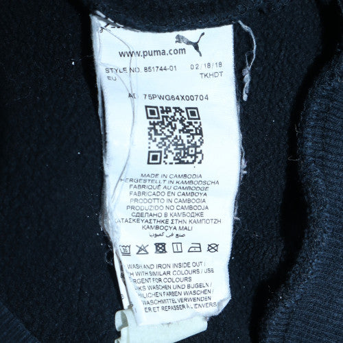 Puma Womens Black Pullover Hoodie S Classic Casual Cotton Blend