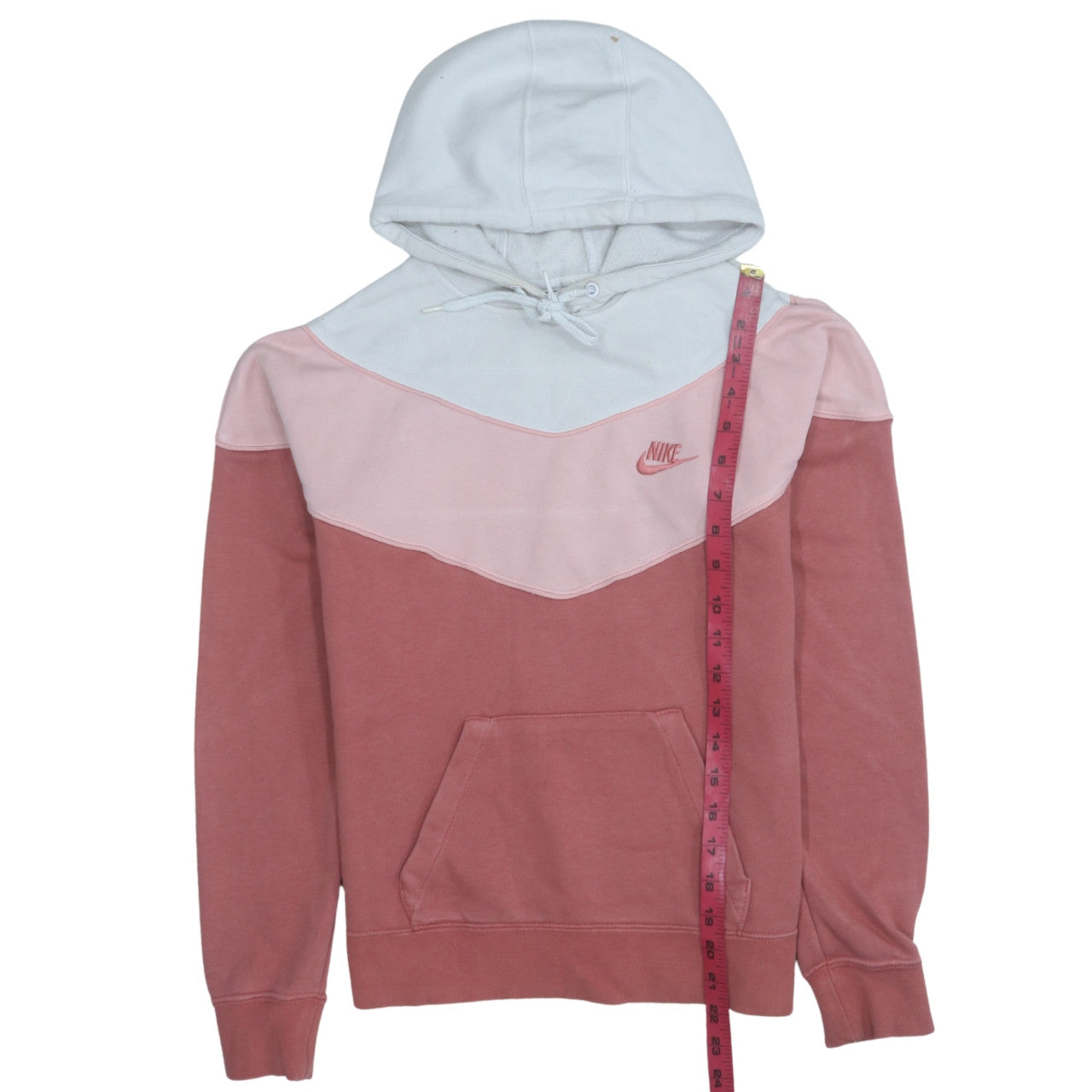 Nike Womens Pink Colourblock Pullover Hoodie XS Cotton Blend