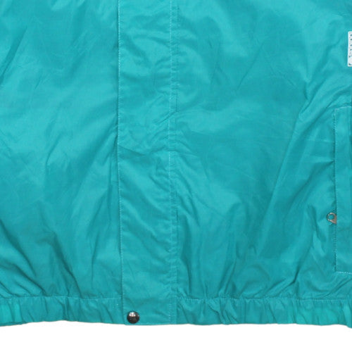 adidas Womens Blue Windbreaker Jacket Size 12 Retro Hooded 90s Style